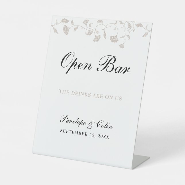 Elegante Beige Library Book Cover Open Bar Sockelschild (Vorderseite)