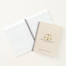 Elegante Beige Linen & Gold Justice Scale Notizbuch