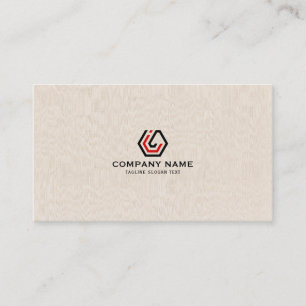 Elegante Beige Linen & Stehlogo Visitenkarte