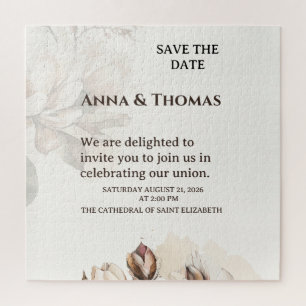 Elegante Beige Magnolia Save the Date Karte