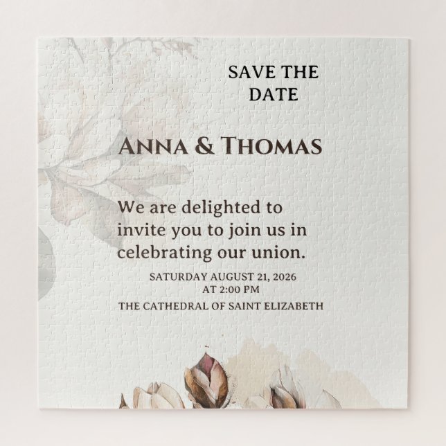 Elegante Beige Magnolia Save the Date Karte (Vertikal)