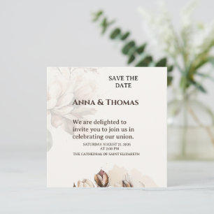 Elegante Beige Magnolia Save the Date Karte