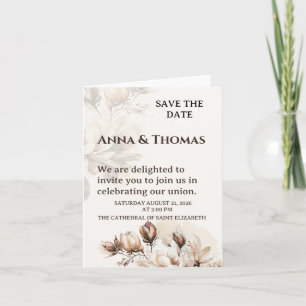 Elegante Beige Magnolia Save the Date Karte