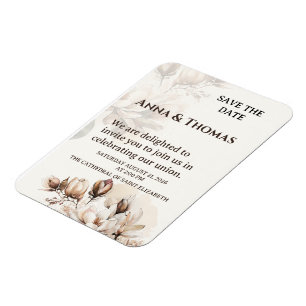 Elegante Beige Magnolia Save the Date Karte Magnet