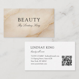 Elegante Beige-Marmor-QR-Code-Visitenkarte Terminkarte