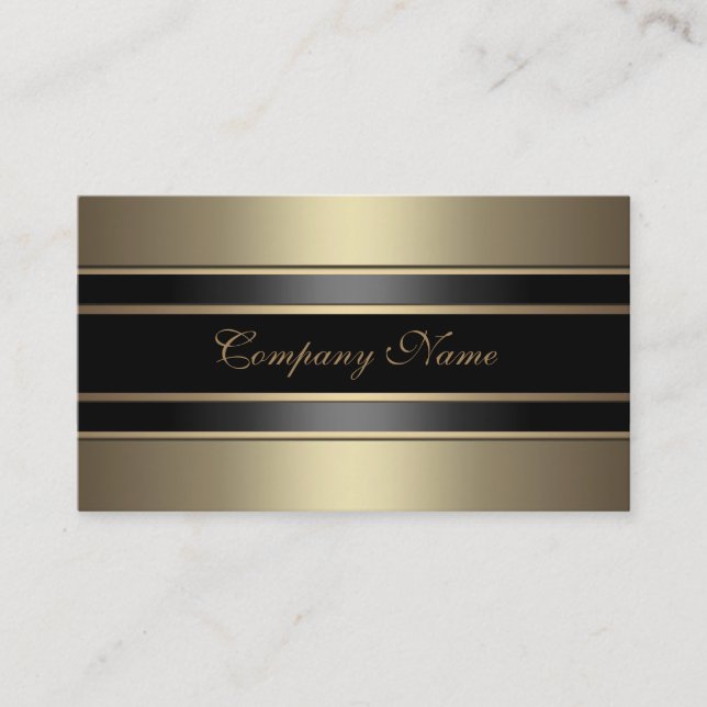 Elegante Beige Metal Look Black Bronze Visitenkarte (Vorderseite)