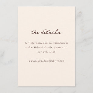 Elegante Beige-Minimalist-Hochzeits-Detailkarte Begleitkarte