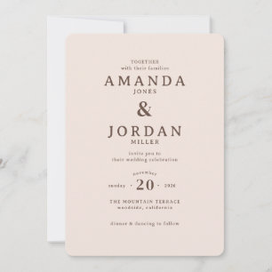 Elegante Beige Minimalistische Hochzeitseinladung Einladung