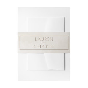 Elegante Beige Minimalistische Namen Einladungsbanderole