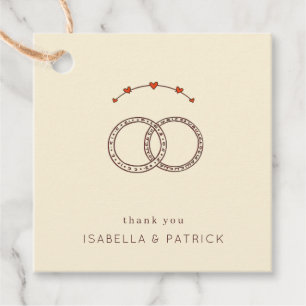 Elegante Beige Minimalistische Ringe und Herzen Geschenkanhänger