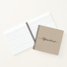Elegante Beige mit schwarzen Typografie-Affirmatio Notizbuch