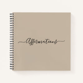 Elegante Beige mit schwarzen Typografie-Affirmatio Notizbuch