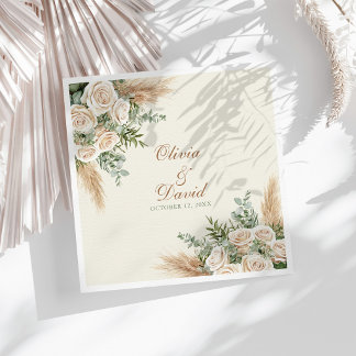 Elegante beige Pampasgras Hochzeitsservietten Serviette
