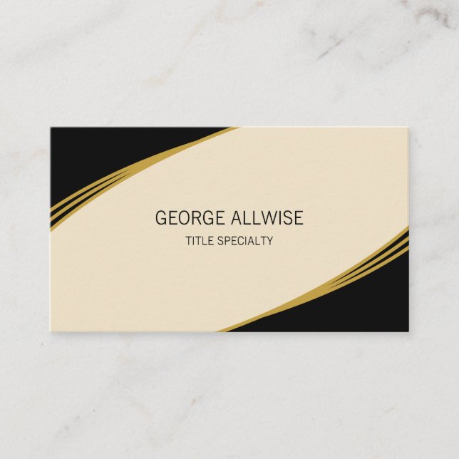 Elegante Beige, Schwarz & Golden Visitenkarte (Vorderseite)