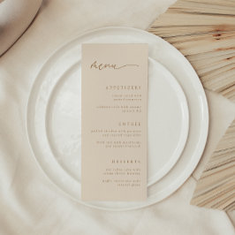 Elegante Beige Script Wedding Menükarte