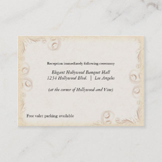 Elegante Beige Scrollwork Wedding Reception Card Begleitkarte