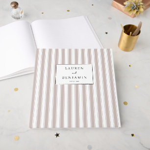 Elegante beige Streifen mit goldenem Konfetti Gästebuch