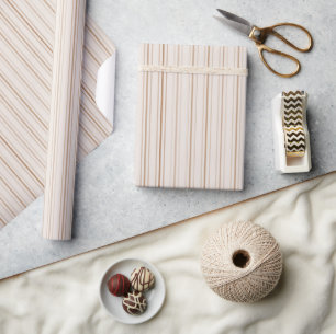 Elegante Beige Streifen Wrapping Paper Roll Geschenkpapier