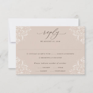 Elegante Beige Taupe Klassische neutrale Hochzeit RSVP Karte