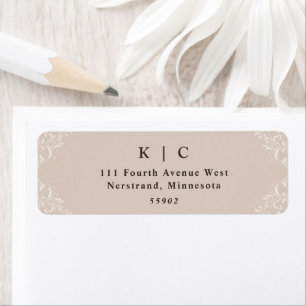 Elegante Beige Taupe Wedding Rücksendeadresse