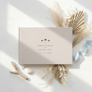 Elegante Beige Tropische Palme Hochzeit Gästebuch