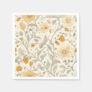 Elegante Beige und Gelbe botanische Illustration Serviette