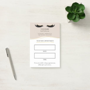Elegante beige und gold Lash Termin Post-it Klebezettel