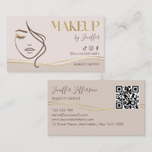 Elegante Beige- und Gold-Makeup-Artist-Vizitkarte