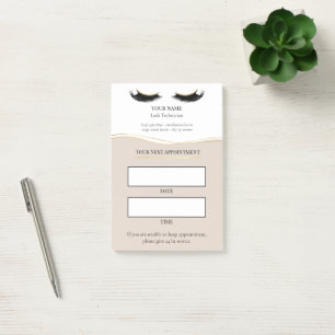 Elegante beige und goldene Wimpernbehandlung Post-it Klebezettel