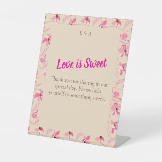 Elegante Beige- und Rosa-Blütenhochzeit Sockelschild