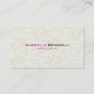 Elegante Beige und Vintage Blumenspitze Visitenkarte