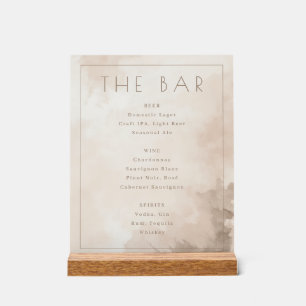 Elegante Beige-Wasserfarben-Bar-Speisekarte Acrylschild