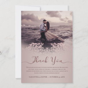 Elegante Beige Wedding Dankeschön Card Dankeskarte