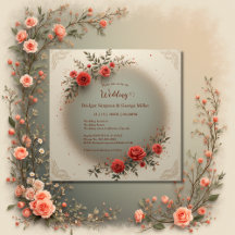 Elegante beigefarbene Blumen Hochzeit im Vintage-R