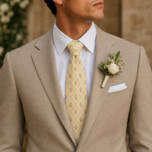 Elegante beigefarbene florale Hochzeit Krawatte