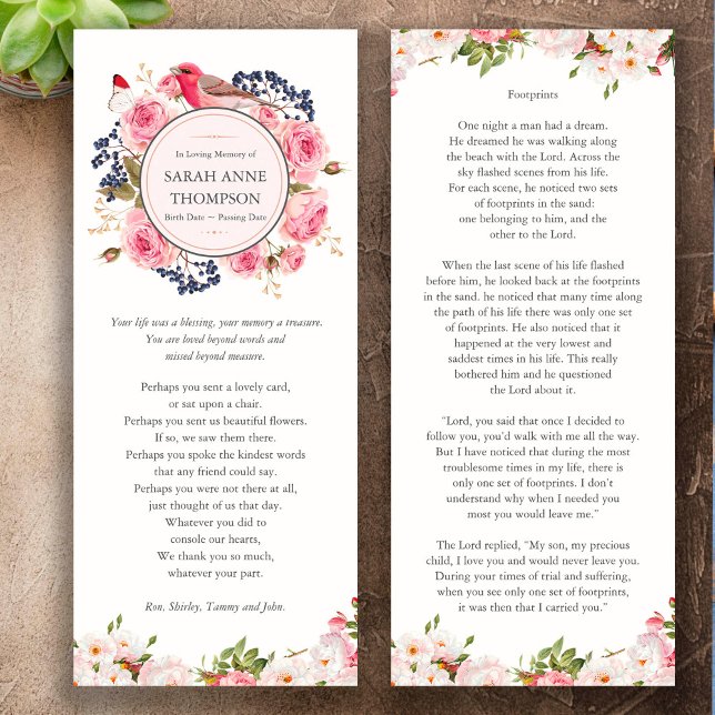 Elegante Beileid Footprints Memorial Beerdigung Einladung (Funeral Memorial Footprints funeral thank you card)