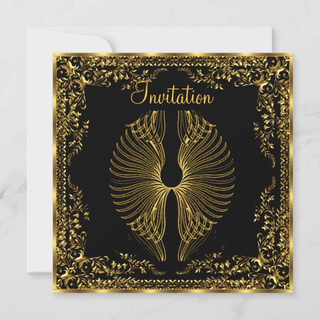 Elegante Beliebte Goldene Flüge Einladung (Vorderseite)