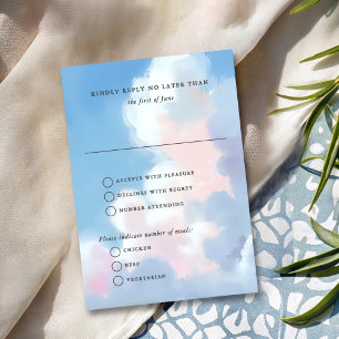 Elegante Bemalte Blaue Himmel Lockere Rosa Wolken  RSVP Karte