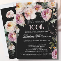 Elegante bemalte florale 100. Geburtstagsfeier