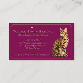 Elegante Bengal-Katzen-Cattery individuell anpassb Visitenkarte