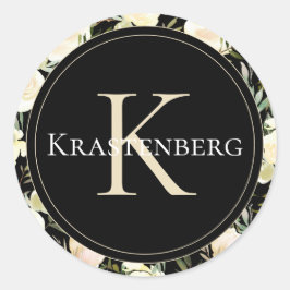 Elegante benutzerdefinierte Familie Monogram Name  Runder Aufkleber