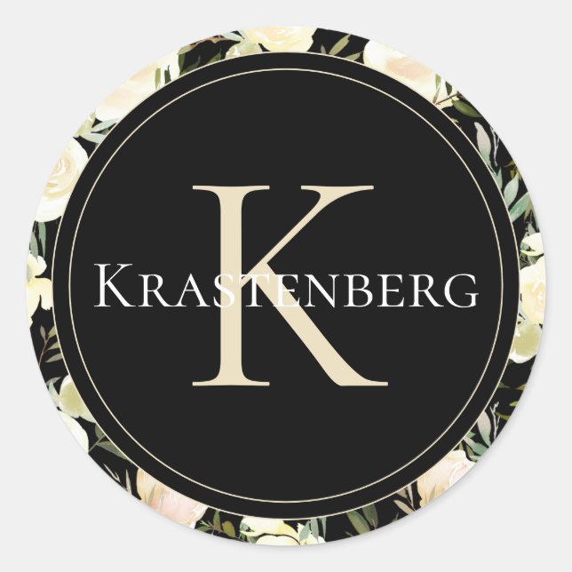 Elegante benutzerdefinierte Familie Monogram Name  Runder Aufkleber (Vorderseite)