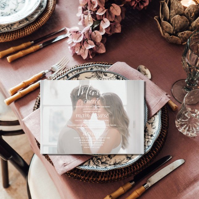 Elegante benutzerdefinierte Foto-Hochzeittisch-Men Menükarte (Von Creator hochgeladen)