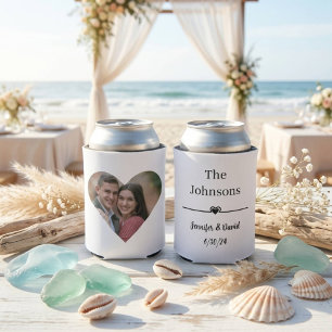 Elegante benutzerdefinierte Herzfoto-Hochzeit Dosenkühler