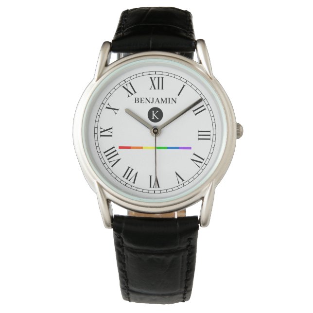 Elegante benutzerdefinierte Monogram Gay LGBT Watc Armbanduhr (Vorderseite)