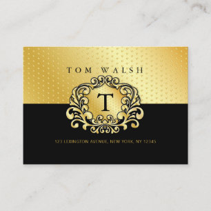 Elegante benutzerdefinierte Monogramm Gold Schwarz Visitenkarte