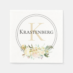 Elegante benutzerdefinierte Monogramm Name White R Serviette