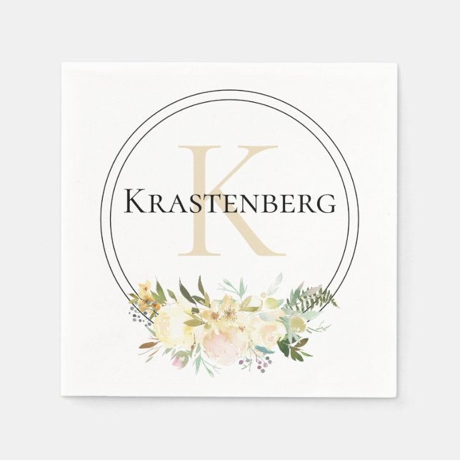 Elegante benutzerdefinierte Monogramm Name White R Serviette (Vorderseite)