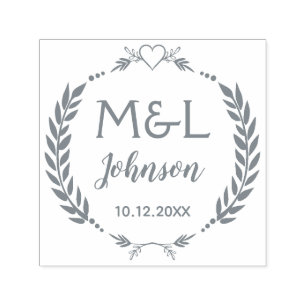 Elegante, benutzerdefinierte Monogramme zur Hochze Permastempel