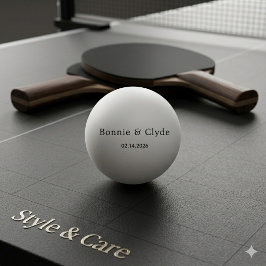 Elegante benutzerdefinierte Namen und Datum Weiß Tischtennisball